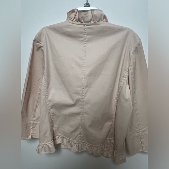 TALBOT’S SIZE 16 PALE PINK RUFFLED LIGHTWEIGHT JACKET. - Picture 3 of 8